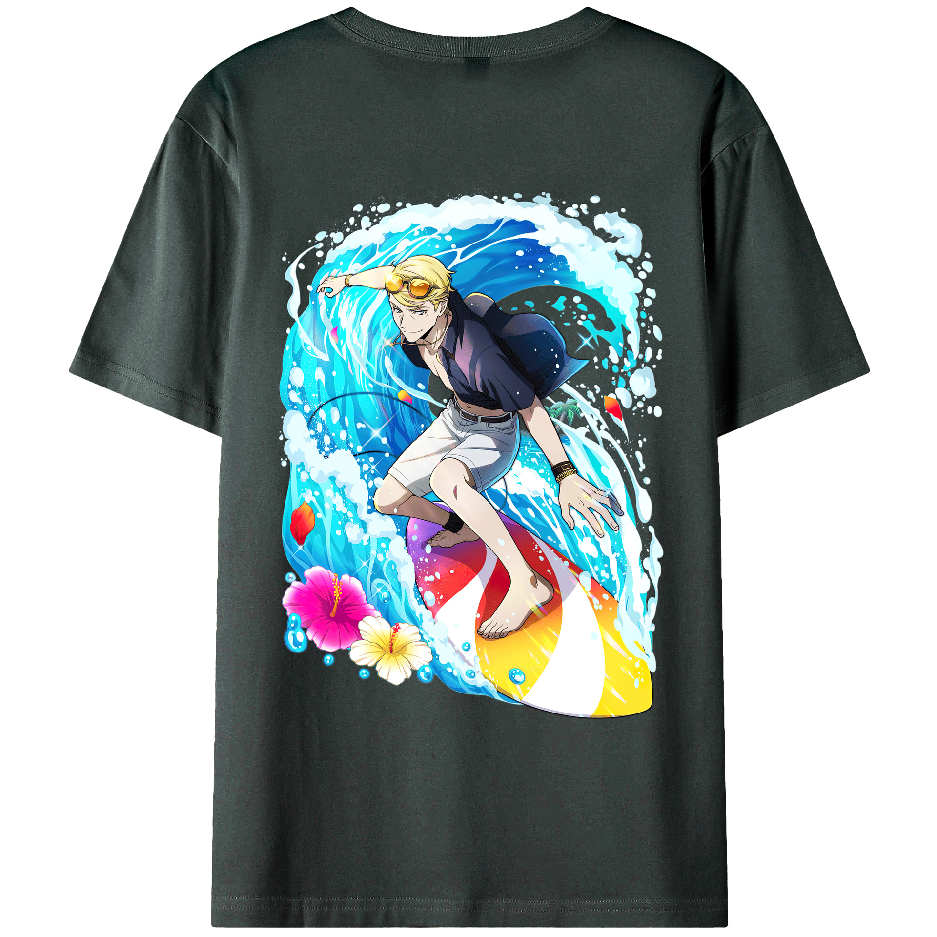 （画像用） 文豪ストレイドッグス Bungo Stray Dogs 綿100％ メンズ半袖Tシャツ（バックプリント） 通気性